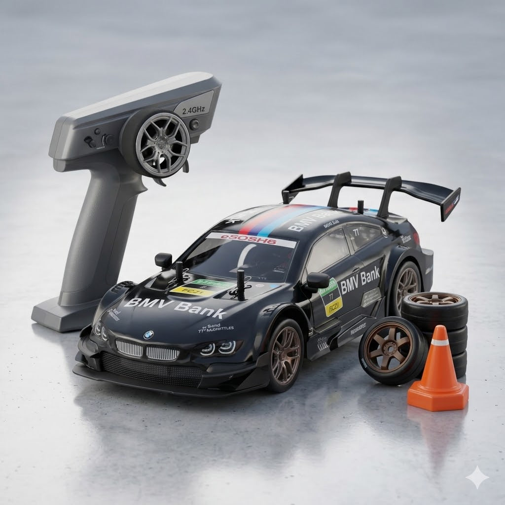 RC Drift Kart NightStorm 4WD | 1:16 Scale RC Drift Car |  30km/h | LED Headlights | Midnight Black Edition