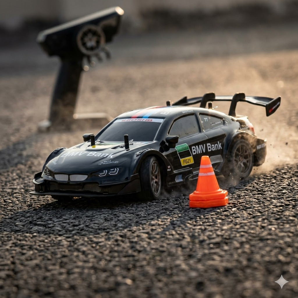 RC Drift Kart NightStorm 4WD | 1:16 Scale RC Drift Car |  30km/h | LED Headlights | Midnight Black Edition